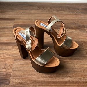 Steve Madden Lucy gold platforms